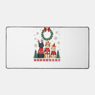 Three Cat Funny Christmas Cat Ugly Xmas Sweater Me Desk Mat