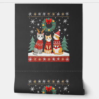 Three Cat Funny Christmas Cat Ugly Xmas Sweater Me Wallpaper