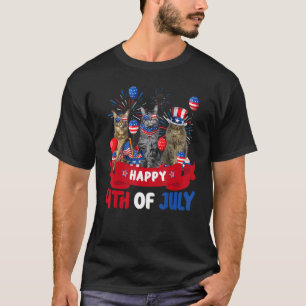 Three Cat Happy 4th Of July Balloon Independence T-Shirt