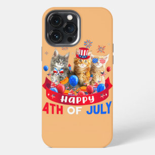 three cat happy 4th of july balloon lover iPhone 13 pro max case