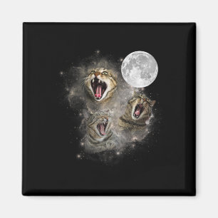 Three Cat Meow Moon Funny Weird Cursed Meme Magnet