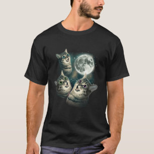 Three Cat Moon 3 Kitten Meow Dead Moon Weird Curse T-Shirt