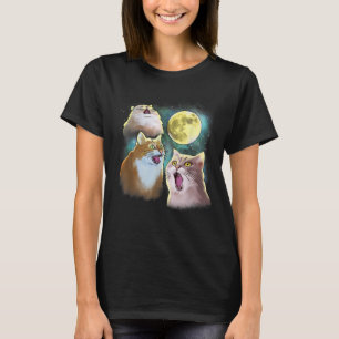 Three Cat Moon 3 Wolfs Funny Parody T-Shirt