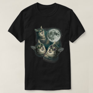 Three Cat Moon Meme Galaxy Kitten Art T-Shirt