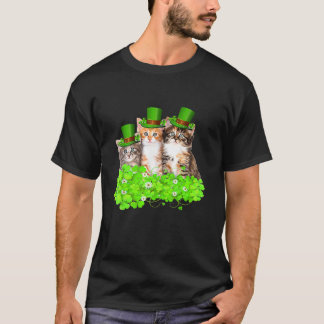 Three Cat St Patricks Day T Shirt Kitty Kitten Lov
