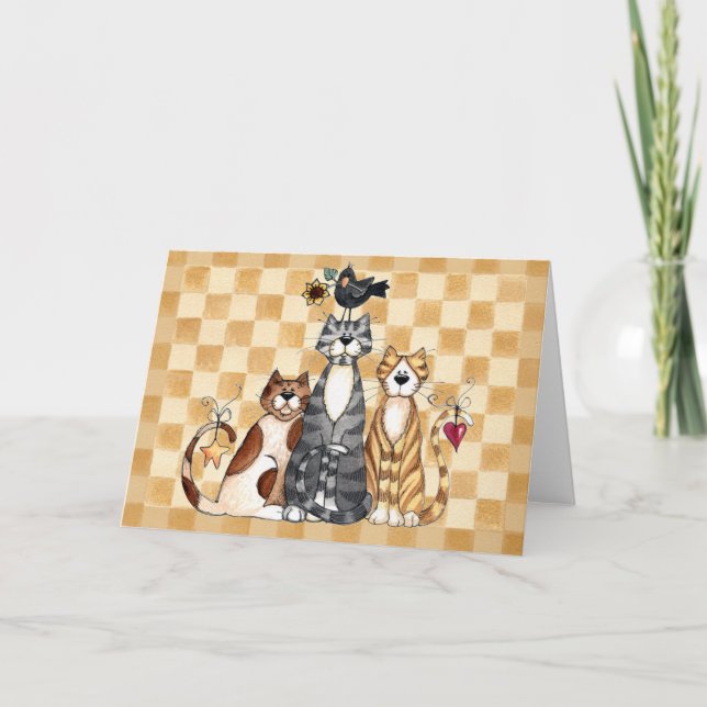 Three Cats - Blank Card (Front)