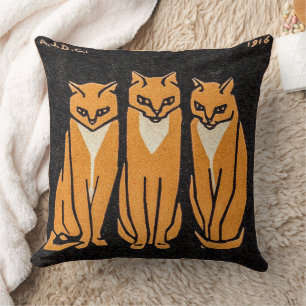 Three Cats by Julie de Graag  Cushion