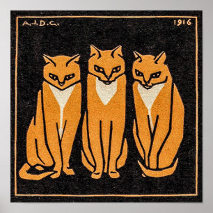 Three cats by Julie de Graag  Poster