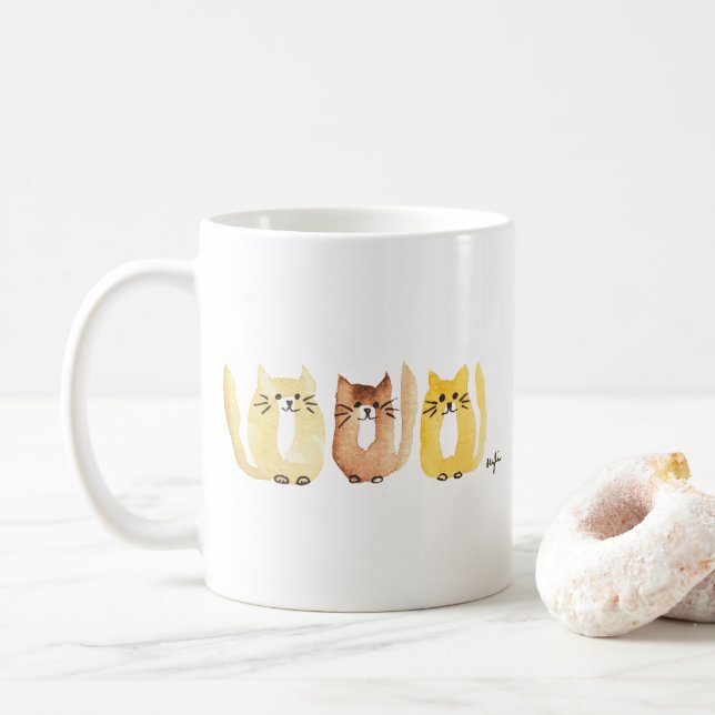 Three Cats Coffee Mug (With Donut)