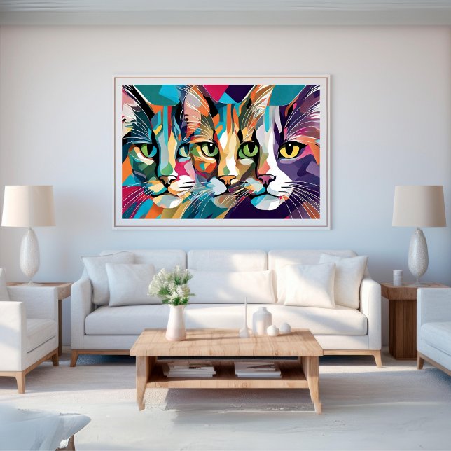 Three Cats Colourful Poster (Three Cats Colorful Poster)