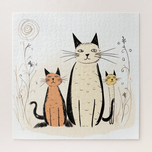 Three Cats Family Puzzle (Vertical)