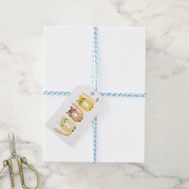 Three Cats Gift Tags (With Twine)