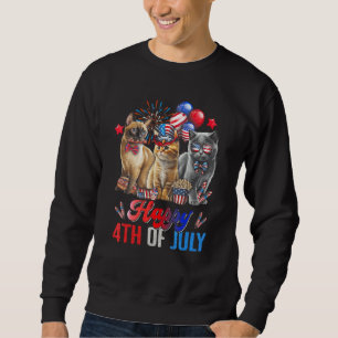 Three Cats Happy 4th Of July Cat  Independence Day Sweatshirt