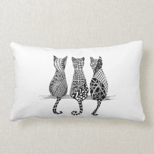Three Cats in a Row Pillow in a Design