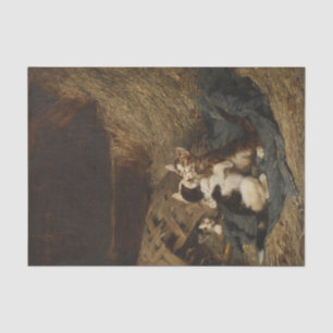 Three Cats in Straw by Julius Adams Tissue Paper