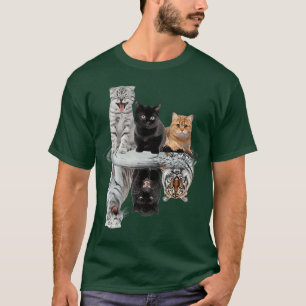 Three Cats Kittens Reflectioniger Puma Leopard gif T-Shirt