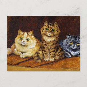 Three Cats on a Persian Rug by Louis Wain Postcard