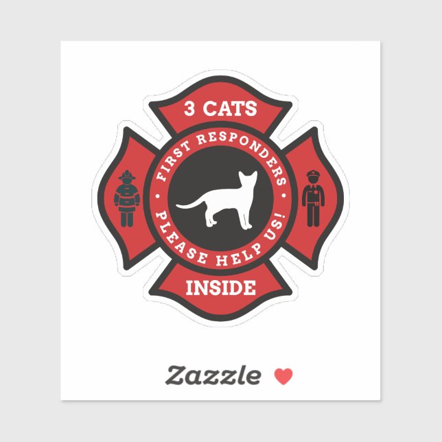 Three Cats Pet Alert For Fire Department (Sheet)