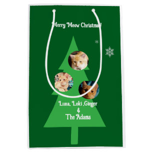 Three Cats Photos, Customize, Christmas Gift Bag