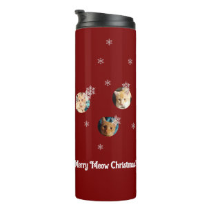 Three Cats Photos, Personalized Christmas  Thermal Tumbler