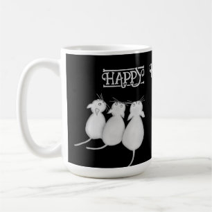 Three Cats, Pumpkin, and Spider Halloween Coffee Mug