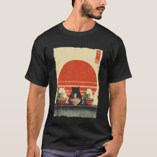 Three Cats Ramen Funny Aesthetic Japanese Ukiyo-e T-Shirt