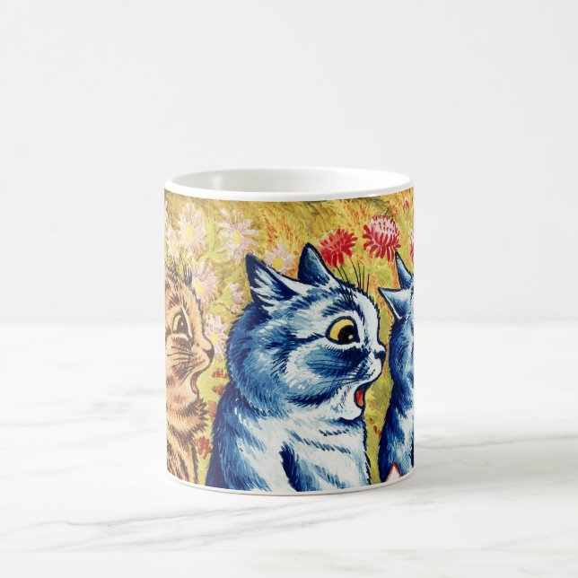 Three cats singing by Louis Wain  Coffee Mug (Center)