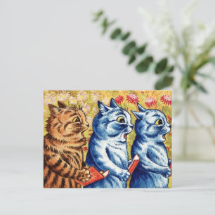 Three cats singing by Louis Wain Postcard