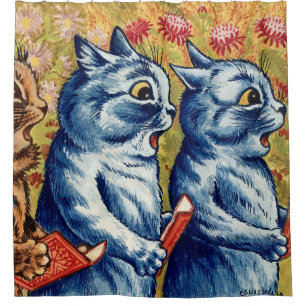 Three cats singing. Gouache by Louis Wain, 1925 Shower Curtain