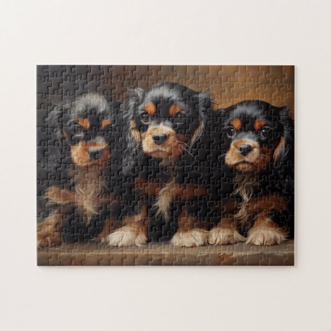 Three Cavalier King Charles Spaniel puppies Jigsaw Puzzle (Horizontal)