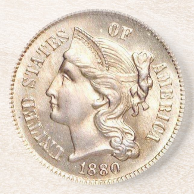 Three Cent Piece Money Coaster. Coaster (Front)