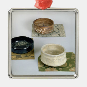 Three chawans used for tea ceremonies, c.1800 metal ornament