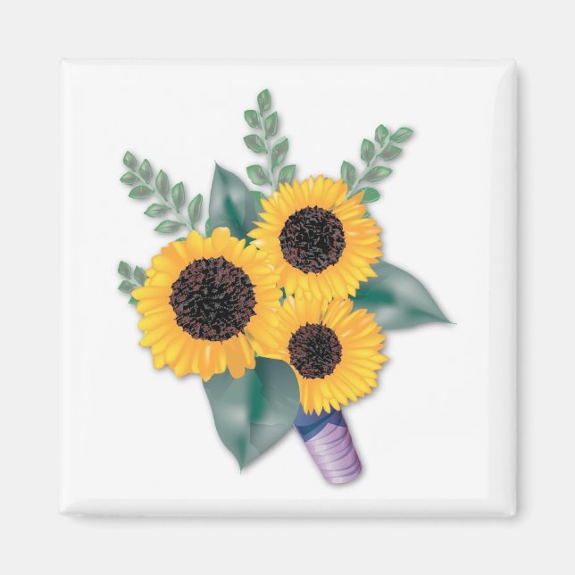 Three Cheerful Sunflowers Magnet (Front)