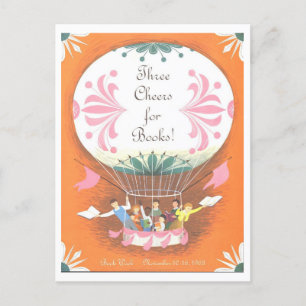 "Three Cheers for Books" Vintage Library Poster Postcard
