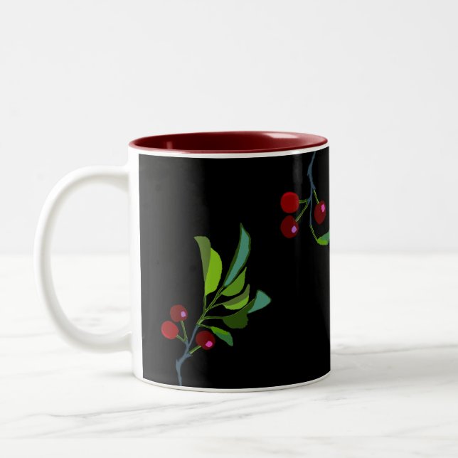 Three Cherry Tree Limb Two-Tone Coffee Mug (Left)
