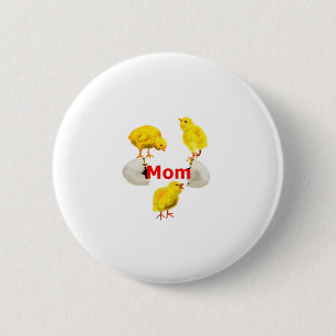 Three chicks and cracked egg 6 cm round badge