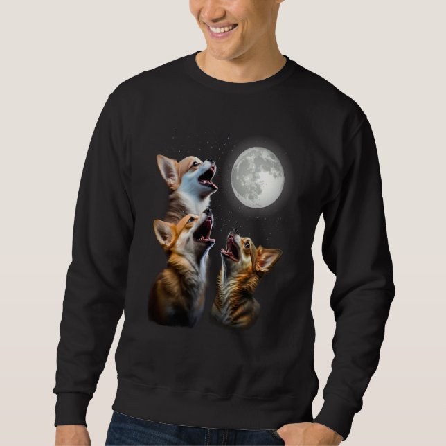 Three Chihuahuas Howling Chihuahuas Howl At Moon Sweatshirt (Front)