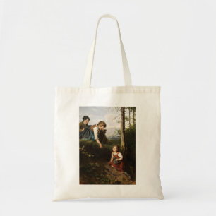 Three Children Picking Berries in the Woods Tote Bag