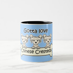 Three Chinese Cresteds Two-Tone Coffee Mug