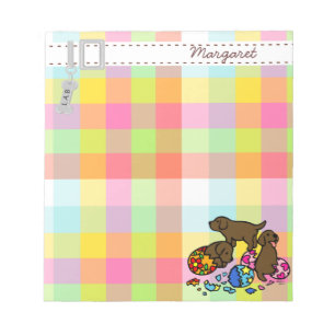 Three Chocolate Labrador Puppies Cartoon Notepad
