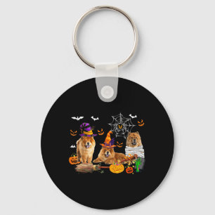 Three Chow Chow Dogs Witch Halloween Mummy Y Key Ring