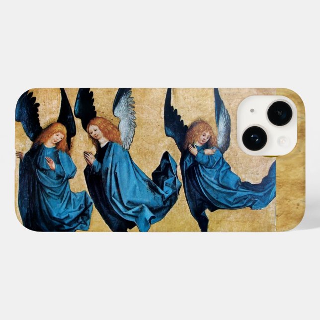 THREE CHRISTMAS ANGELS IN BLUE PARCHMENT Case-Mate iPhone CASE (Back (Horizontal))