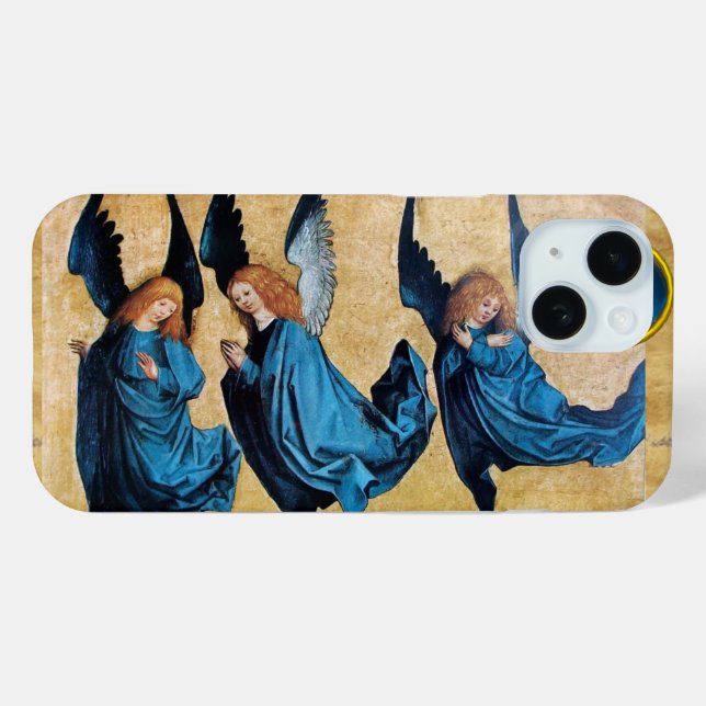 THREE CHRISTMAS ANGELS IN BLUE PARCHMENT Case-Mate iPhone CASE (Back (Horizontal))