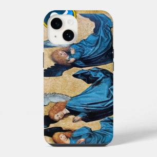 THREE CHRISTMAS ANGELS IN BLUE PARCHMENT iPhone 14 CASE