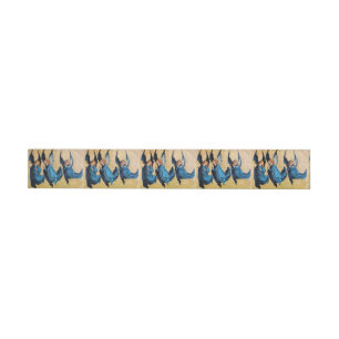 THREE CHRISTMAS ANGELS IN BLUE WRAPAROUND ADDRESS LABEL