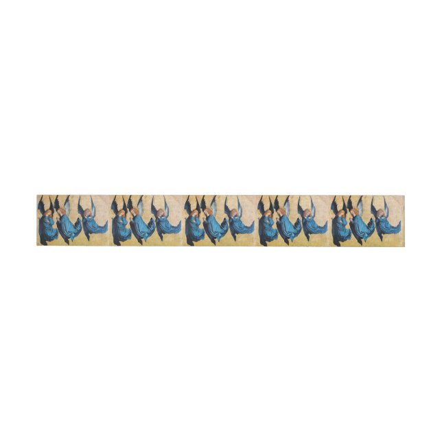 THREE CHRISTMAS ANGELS IN BLUE WRAPAROUND ADDRESS LABEL (Individual)