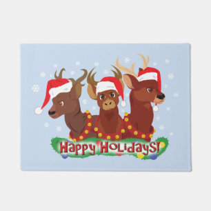 Three Christmas Deer Doormat