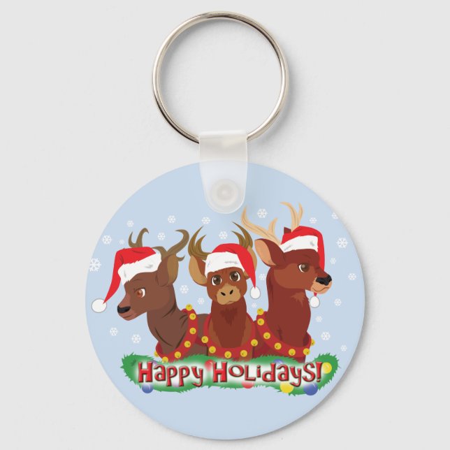 Three Christmas Deer Key Ring (Front)
