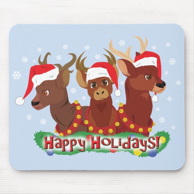 Three Christmas Deer Mouse Pad (Front)