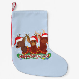 Three Christmas Deer Small Christmas Stocking